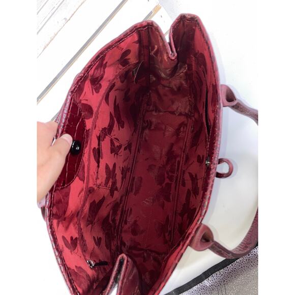 LONGCHAMP LARGE BURGNADY CROC EMBOSSED PRINT SHOULDER BAG - Picture 9 of 16